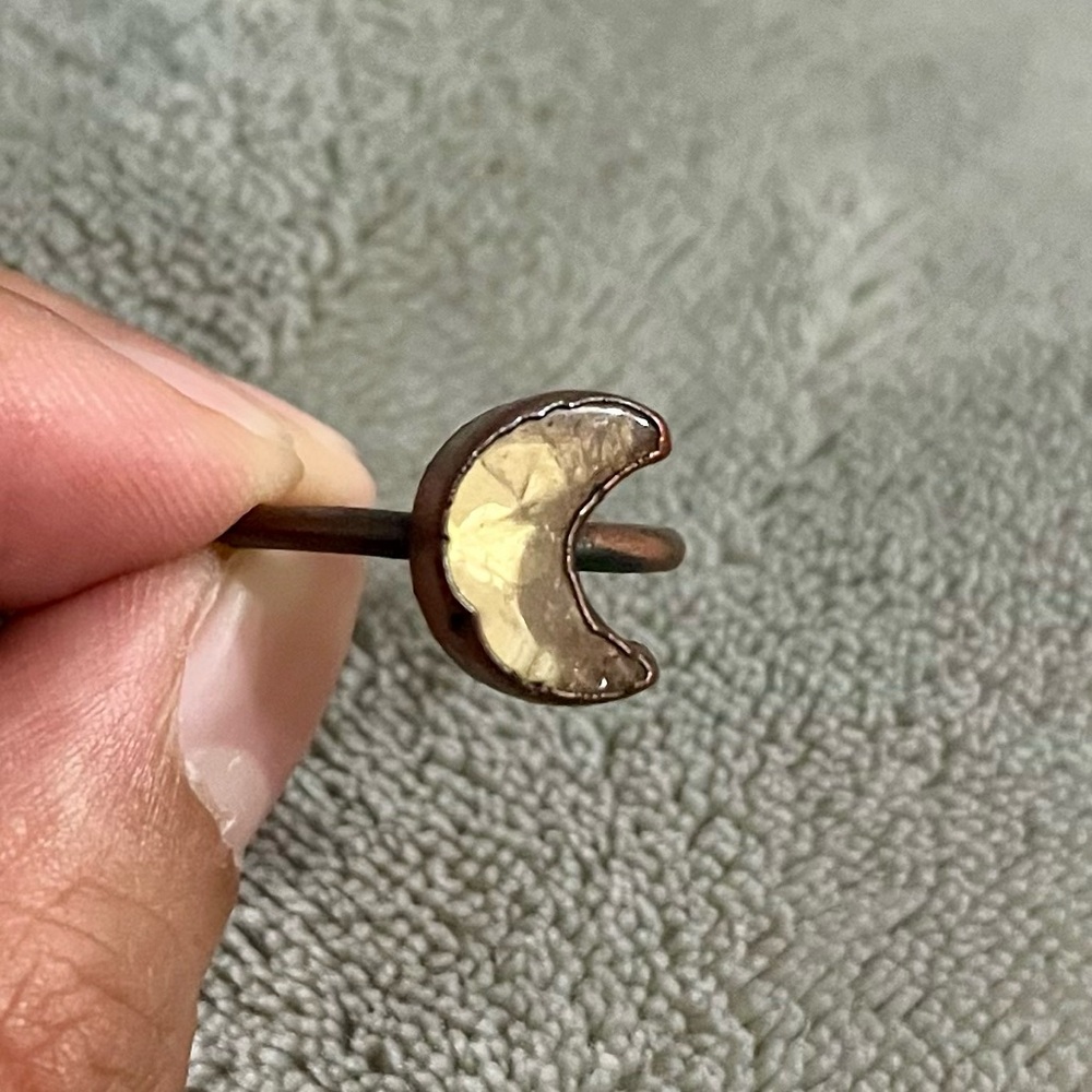 Citrine Moon Crystal Ring Electroformed in Copper Size 7.5